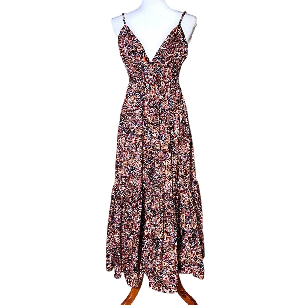 JASON WU Floral Print Maxi Dress Cutout Cotton Boho Festival LG Summer Coastal